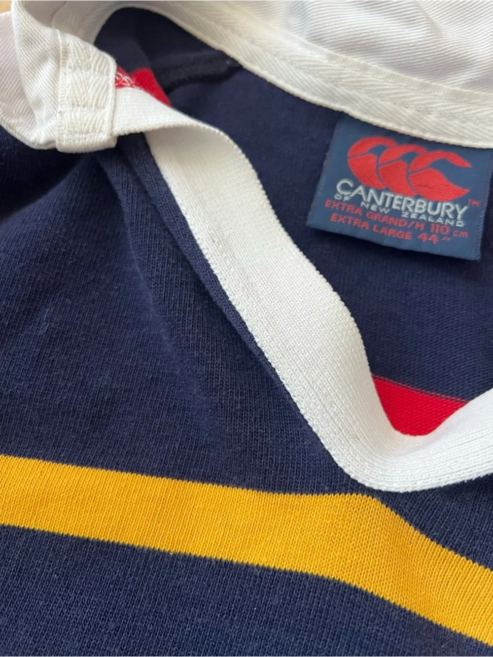 Vintage Canterbury of New Zealand Striped Rugby Polo Jersey XL 44 Long Sleeve